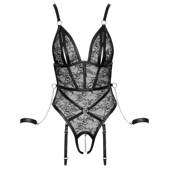 Cottelli Bondage - Open Body with Cuffs (Black) - L