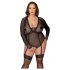 Cottelli Curves - Sheer Bodysuit (Black) - 2XL