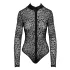 Noir - Leopard Print Long-Sleeve Bodysuit (Black) - M