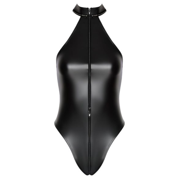 Noir - Shiny Halter Neck Bodysuit (Black) - XL