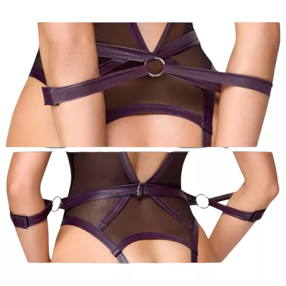 Cottelli Bondage - open body with arm cuffs (dark purple) - L