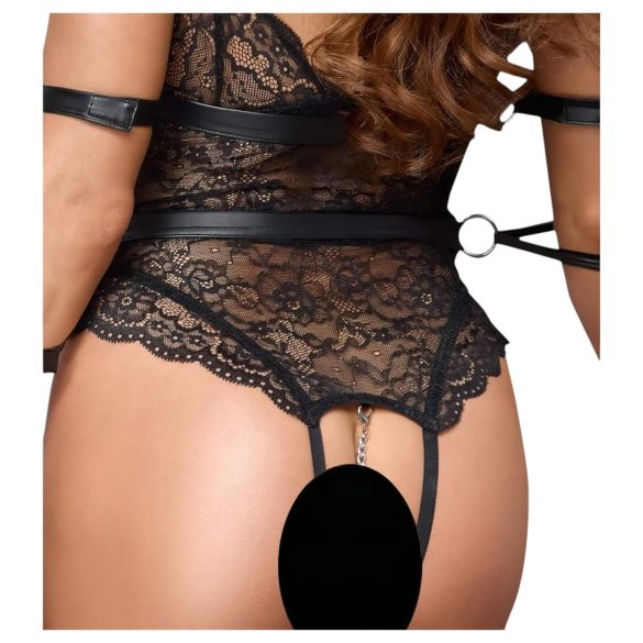 Cottelli Bondage - Open Lace Bodysuit (Black)