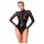 Noir - Glossy Bodysuit with Sheer Insets (Black)