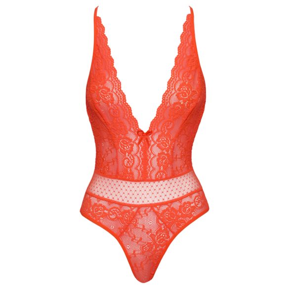 Cottelli - Cross-Strap Lace Bodysuit (Red)