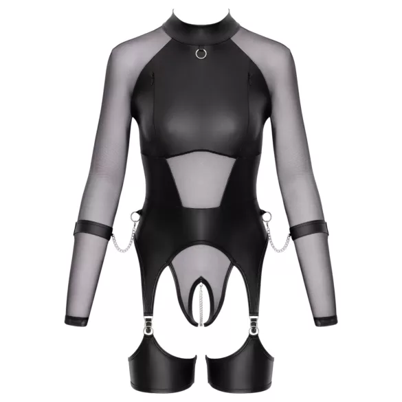 Cottelli Bondage - Sheer Top with Cuffs (Black)