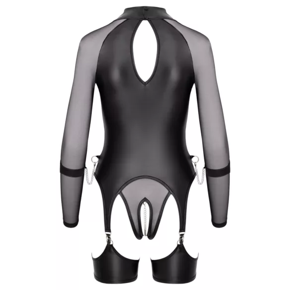 Cottelli Bondage - Sheer Top with Cuffs (Black)
