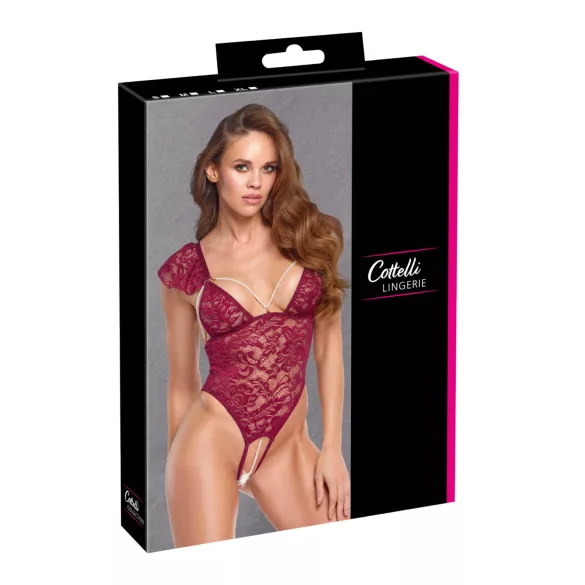 Cottelli - Lace Pearl Bodysuit (Red)