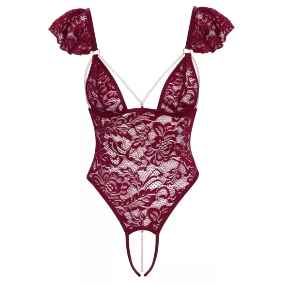 Cottelli - Lace Pearl Bodysuit (Red)