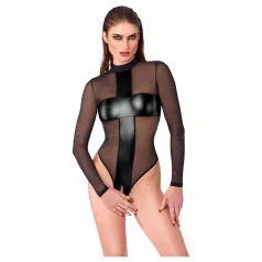 Noir - Sheer Crossed-Back Bodysuit (Black)