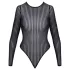 Cottelli - striped, silver-thread bodysuit (black) - S-L