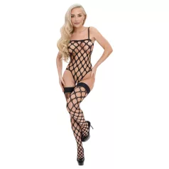   Cottelli Fantasy - fishnet bodysuit and hold-up stockings set (black) - S-L