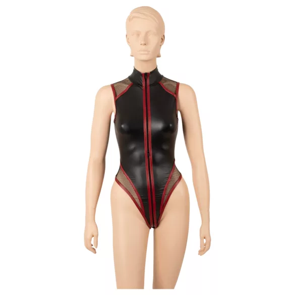 Cottelli - zip-up fishnet bodysuit (black) - M