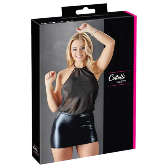 Cottelli - Shiny Chiffon Dress (Black) - M