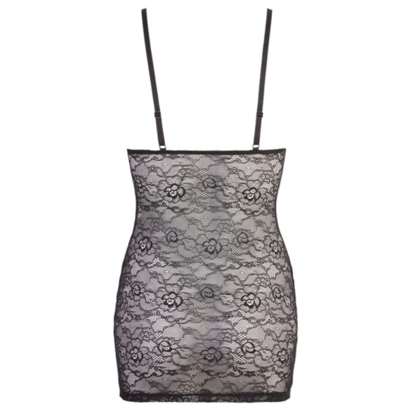 Cottelli - Shiny Striped Lace Dress (Black) - M