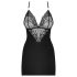 Obsessive 828-CHE-1 - Sparkling Strap Dress & Thong Set (Black) - L/XL