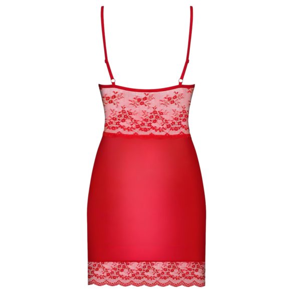 Obsessive Lovica - Lace Nightgown & Thong Set (Red) - 2XL