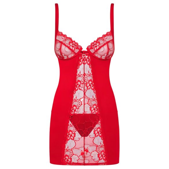 Obsessive Heartina - Red Nightdress & Thong Set