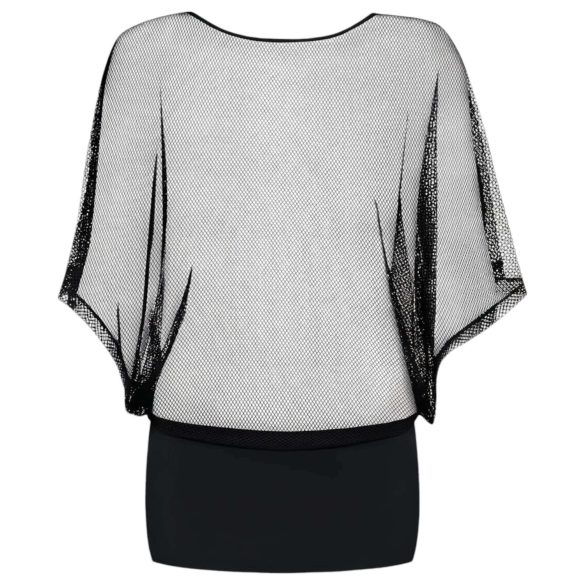 Obsessive Punker - Sheer Black Mini Dress & Thong Set - L/XL