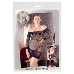   Mandy Mystery - Fishnet Tube Dress with Belt Décor and Thong - Black (S-L)