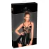 Noir - Black Patent Dress with Mesh Insets