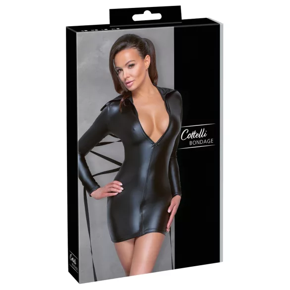 Cottelli Bondage - Shiny Effect Dress with Ties (Black)