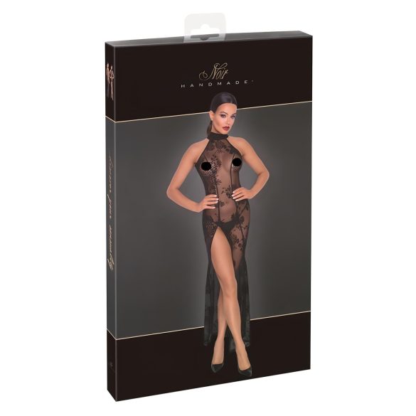 Noir - Sheer Black Floral Maxi Dress