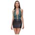 Cottelli - Lace-Up Shiny Dress (Black-Green) - XL