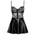 Noir - Black Lace Top Shiny Dress