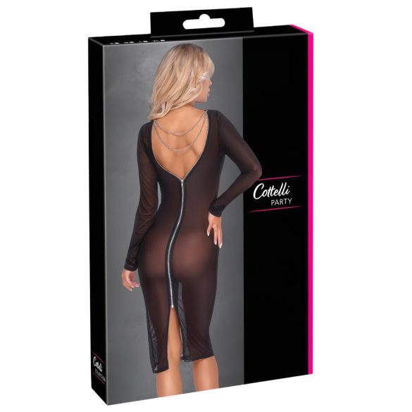 Cottelli Party - Sheer Zipper Dress (Black) - M