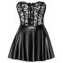 Noir - Shimmering Mini Dress with Lace Top (Black) - M