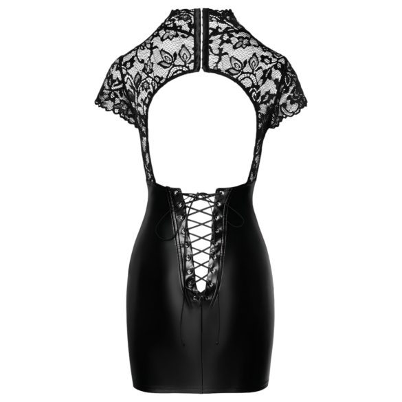 Noir - Shiny Lace Corset Dress (Black) - M
