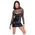 Noir - Black Glossy Dress with Sheer Top