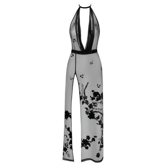 Noir - Sheer Floral Maxi Dress (Black) - L