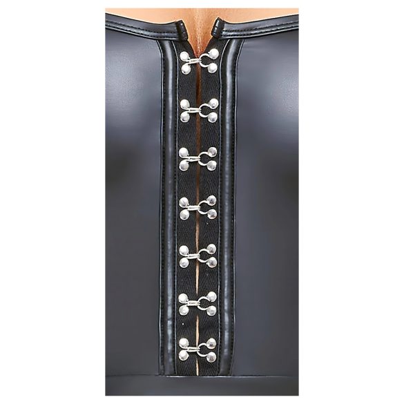 Cottelli - Shiny Mini Dress with Pleated Skirt (Black) - M