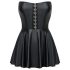 Cottelli - Shiny Mini Dress with Pleated Skirt (Black) - M