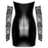 Noir - Shiny Dress with Lace Inserts (Black) - M