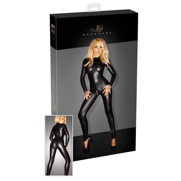Noir - Shiny Long-Sleeve Jumpsuit (Black) - L