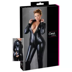   Cottelli Plus Size - Shiny Long-Sleeve Party Jumpsuit (Black)
