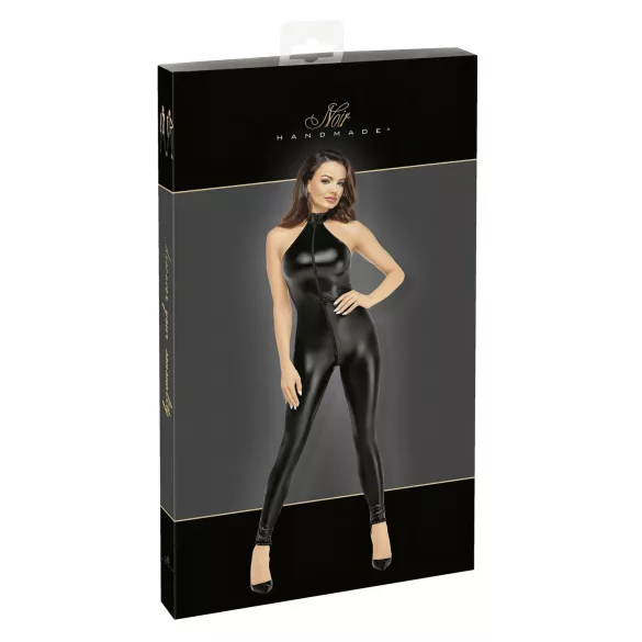Noir - Shiny Zipper Jumpsuit (Black)