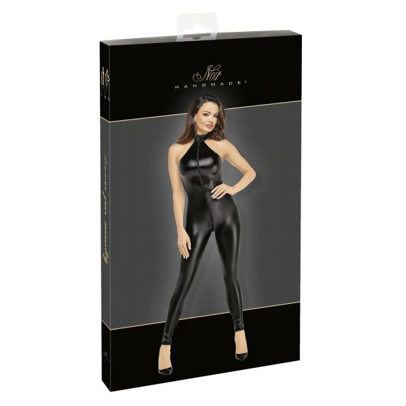 Noir - Shiny Zipper Jumpsuit (Black) - L