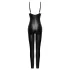 Cottelli - matte catsuit with removable chest harness (black)