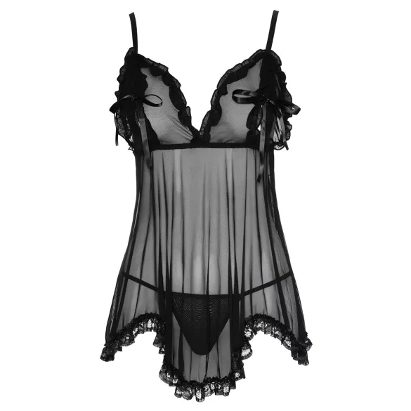 Cottelli - Light, Ruffled Babydoll (Black) - XL