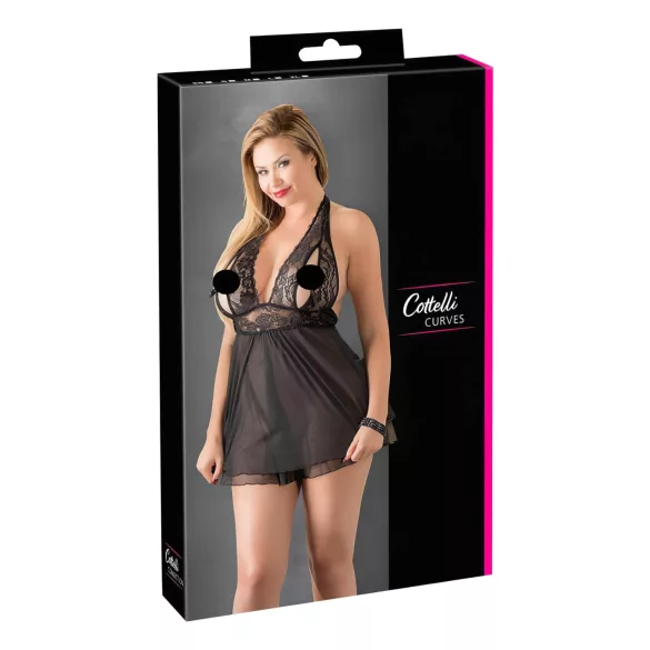 Cottelli Plus Size - Lace Flowing Babydoll (Black)