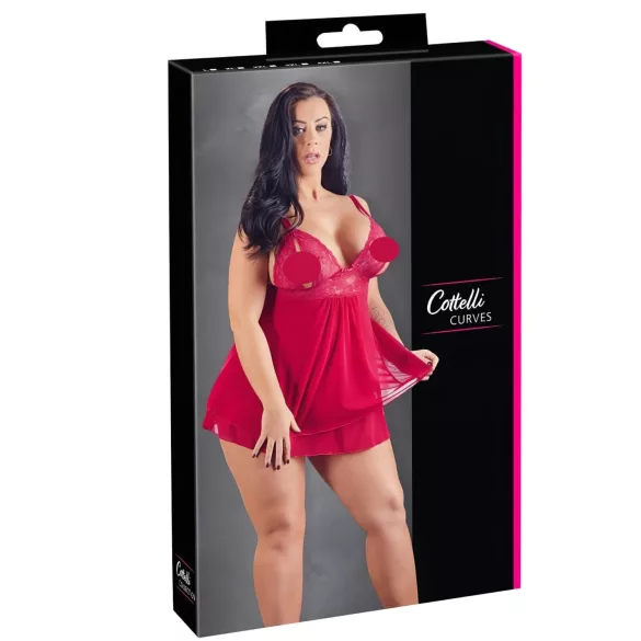 Cottelli Plus Size - Lacy, Flowy Babydoll (Red) - 3XL