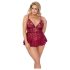 Cottelli Curves - Lace Mini Dress Set (Red)