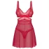Obsessive Cupide Desir - Sheer Lace Nightdress Set (Red) - L/XL