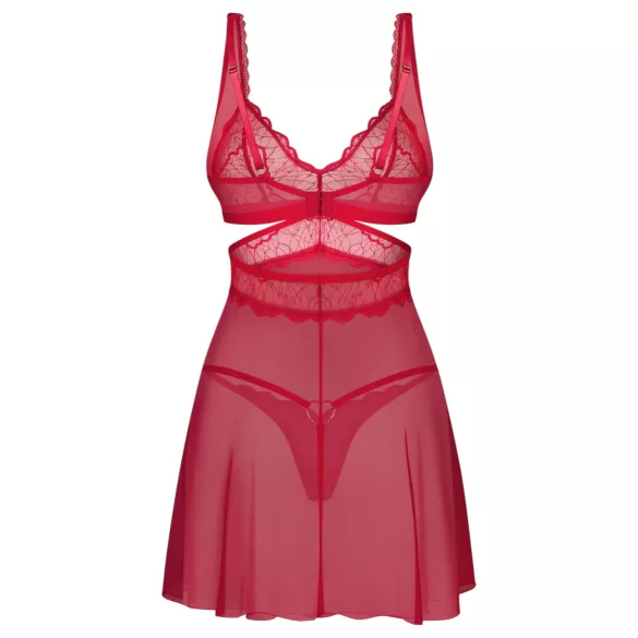 Obsessive Cupide Desir - Sheer Lace Nightdress Set (Red) - L/XL