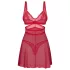 Obsessive Cupide Desir - Sheer Lace Nightdress Set (Red) - L/XL