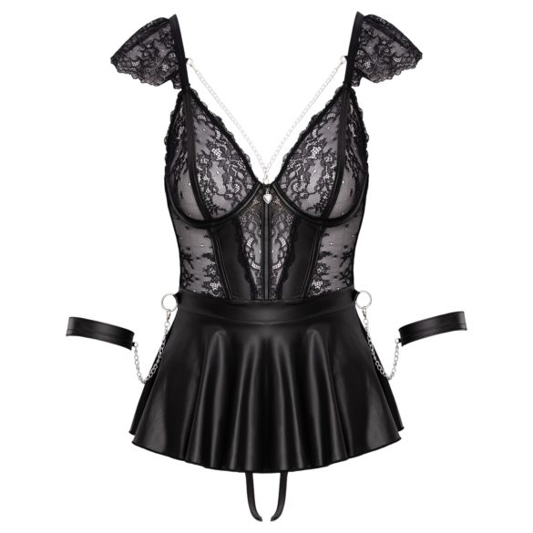 Cottelli Bondage - Lace Mini Dress with Handcuffs (Black) - M