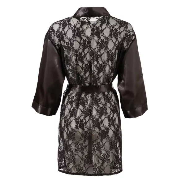 Cottelli - Satin-Lace Short Robe (Black) - L/XL